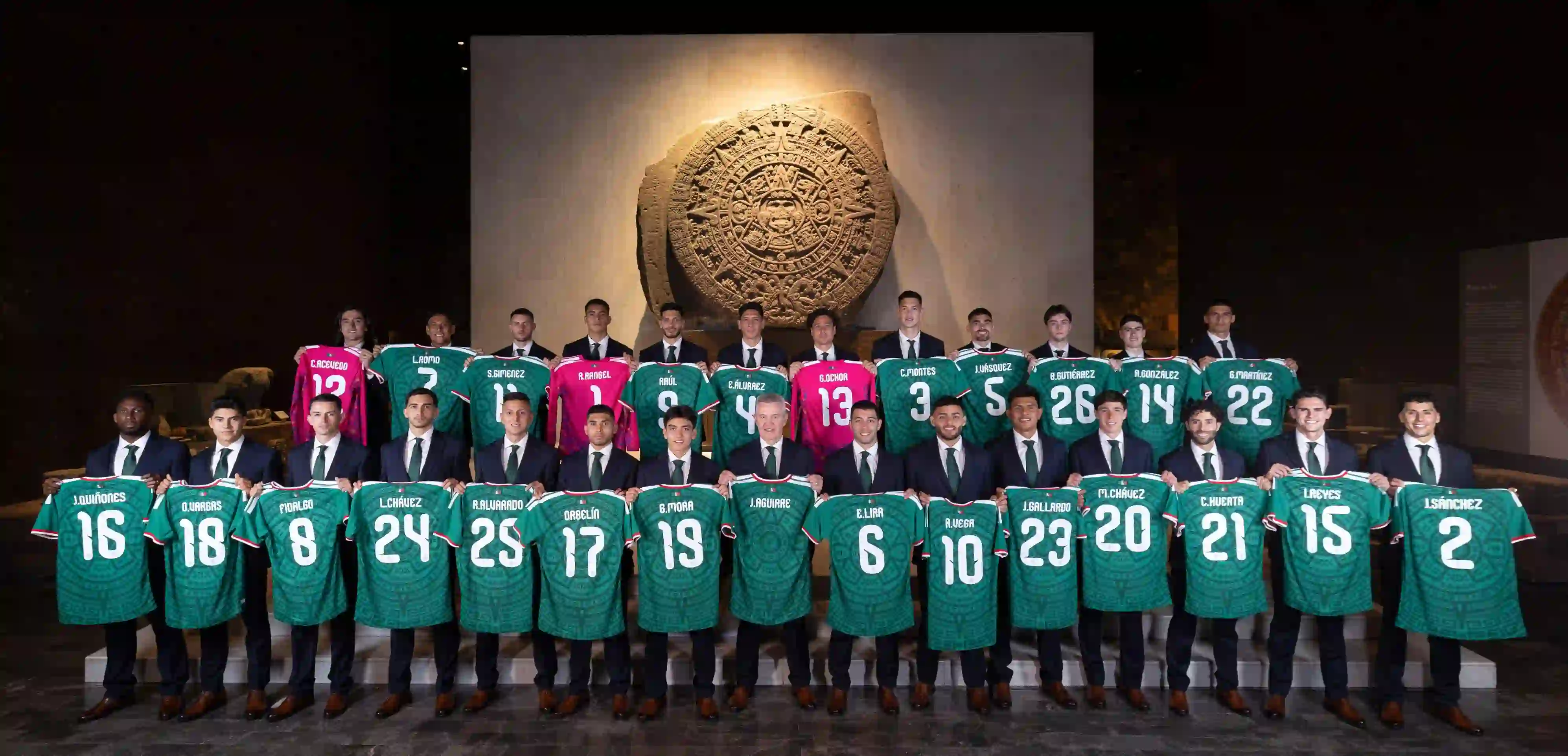 Foto oficial Selección Mexicana Museo Antropología Piedra del Sol dorsales Mundial 2026