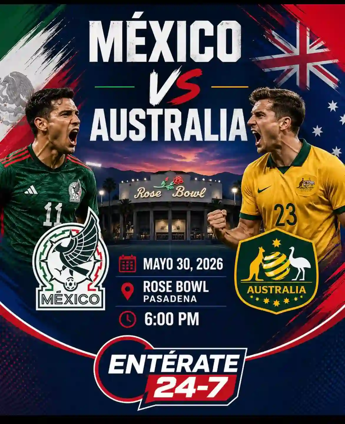 México vs Australia Rose Bowl 30 mayo 2026 momios Mundial