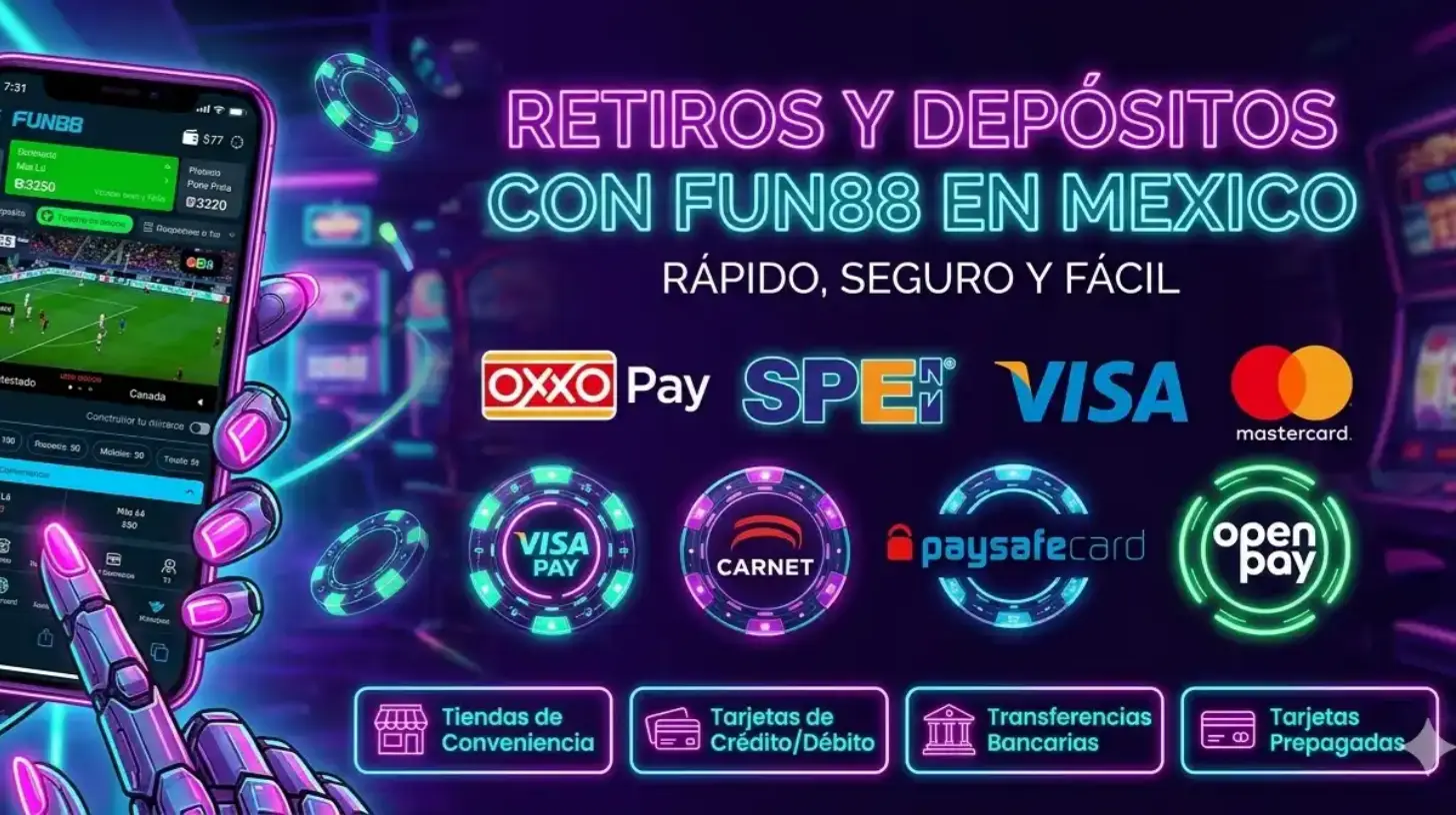 Cómo depositar en Fun88 México con Oxxo, SPEI y tarjeta
