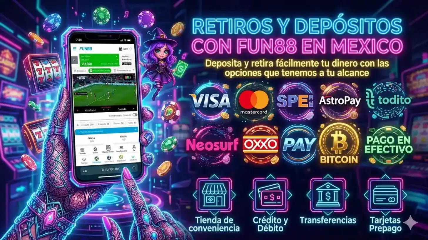 Métodos de pago Fun88 México: Oxxo, SPEI, tarjeta y más